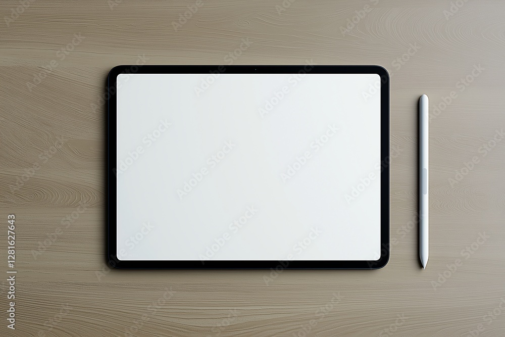 Digital art creation home office tablet and stylus minimalistic environment top view conceptual design Digital art creation home office tablet and stylus minimalistic environment top view conceptual design