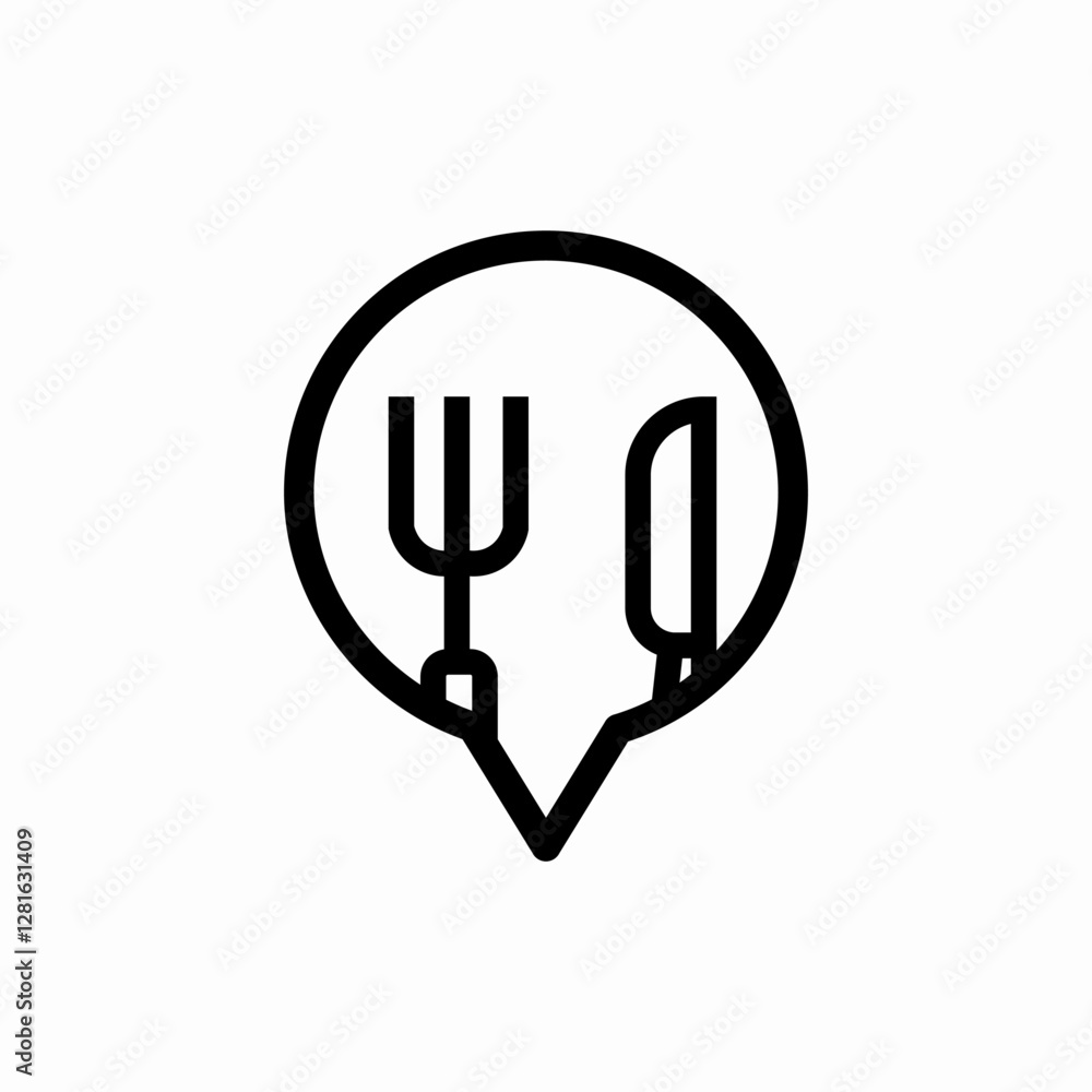 Fork and knife dining icon vector sign Fork and knife dining icon vector sign