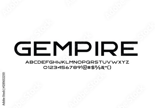 gempire font for logo and headline. Isolated Vector typeset.