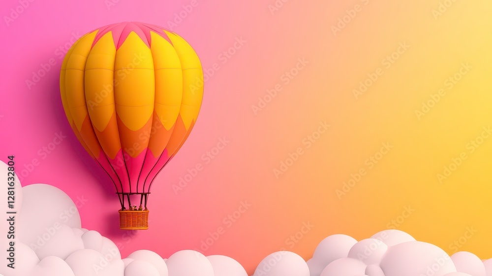 Fototapeta premium Whimsical Hot Air Balloon Floating Above Soft Clouds