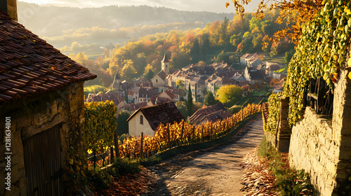 Fototapeta Naklejka Na Ścianę i Meble -  Scenic Old Town Architecture in Burgundy, France