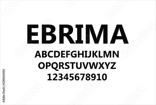 Ebrima font for logo and headline. Isolated vector typeset