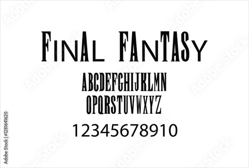 Final Fantasy font for logo and headline. Isolated vector typeset