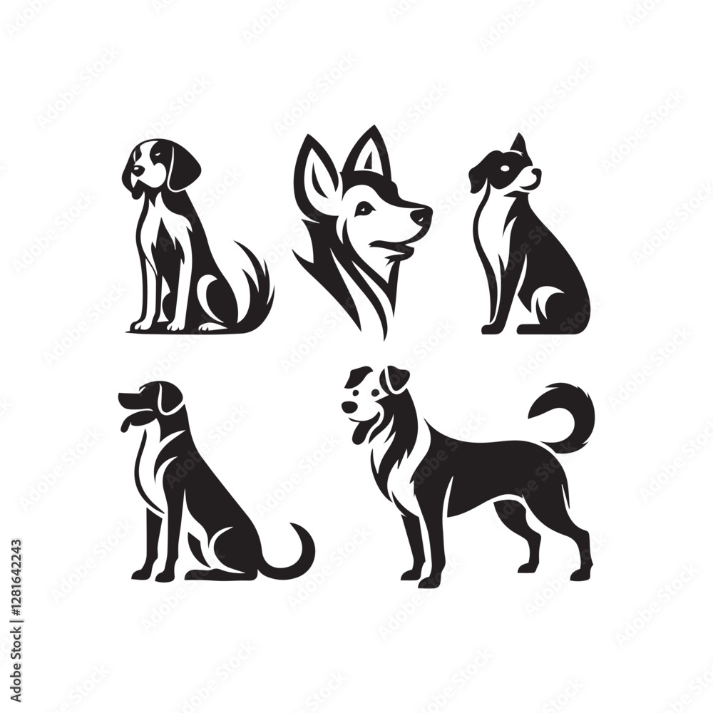 Vector black silhouette of a dog isolated on a white background Vector black silhouette of a dog isolated on a white background