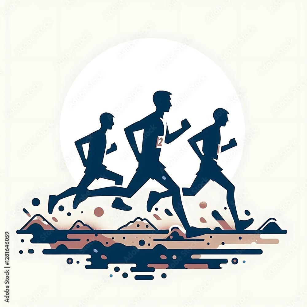 Obraz premium vector illustration of a race, Marathon Racing, Running for sports, Olympic