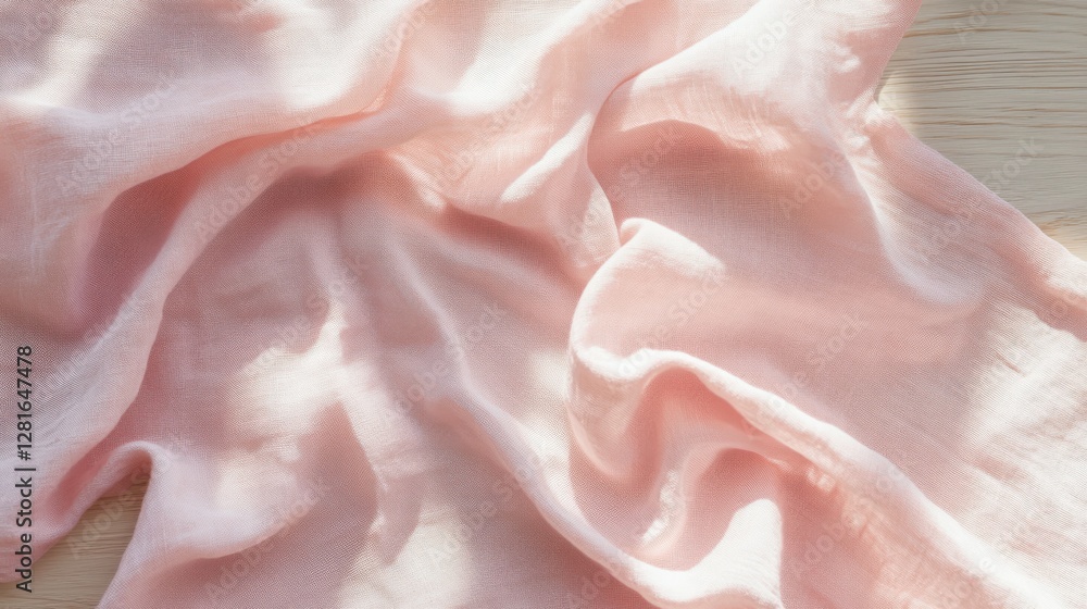 Soft pink fabric with elegant folds in natural sunlight Soft pink fabric with elegant folds in natural sunlight