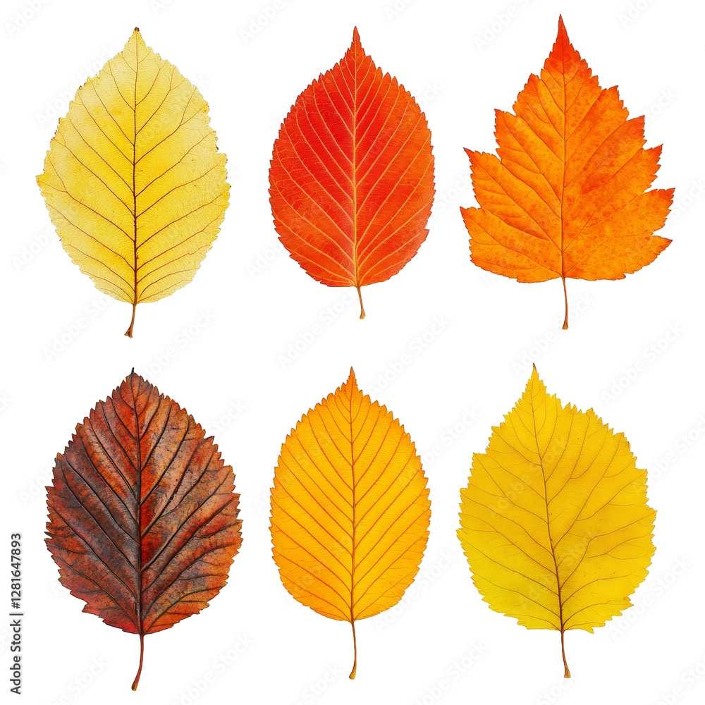 Fototapeta premium [Transparent Background PNG]Collection of Autumn Leaves in Vibrant Colors