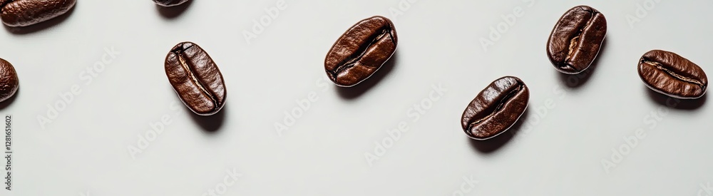 Roasted Coffee Beans Scattered On White Background Roasted Coffee Beans Scattered On White Background