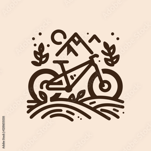 Mountain bike line art logo. mountain bike cycling vector vintage illustration. minimalist bicycle icon logo