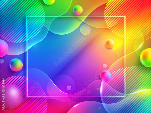 Bright abstract colorful wave pattern design with circles