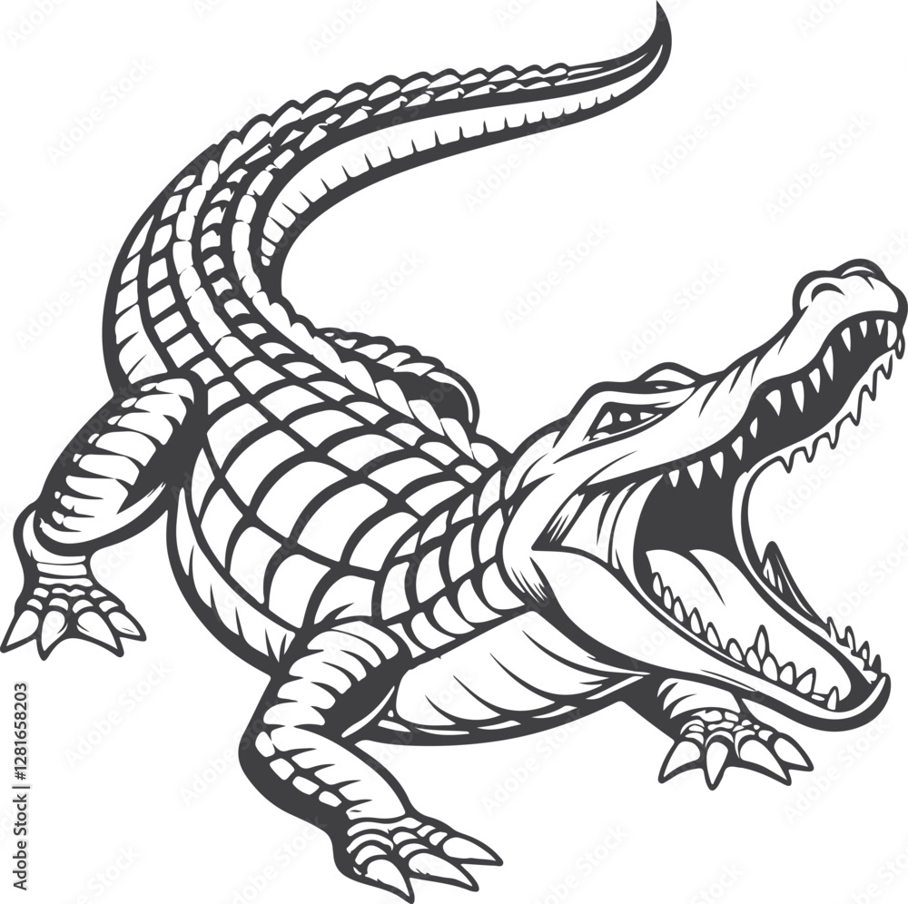 Aggressive Crocodile Illustration Aggressive Crocodile Illustration