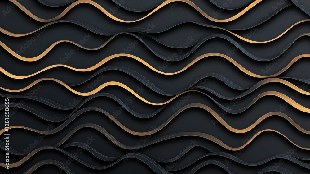 Elegant wave pattern with soft gold accents on dark background