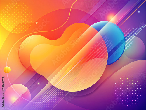 Colorful abstract background with circles and flowing wave patterns