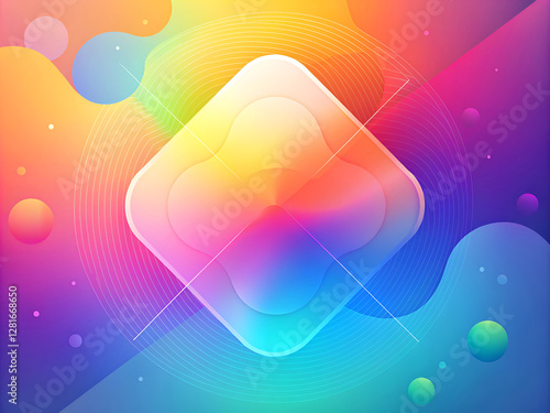 Vibrant abstract vector background with glowing circles and colorful light waves