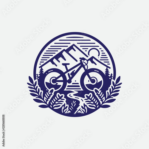 Mountain bike line art logo. mountain bike cycling vector vintage illustration. minimalist bicycle icon logo
