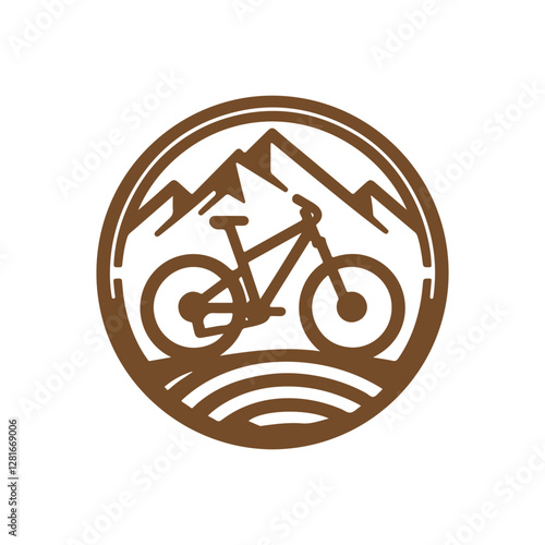 Mountain bike line art logo. mountain bike cycling vector vintage illustration. minimalist bicycle icon logo
