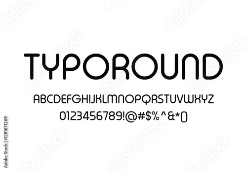 Typoround font for logo and headline. Isolated Vector typeset