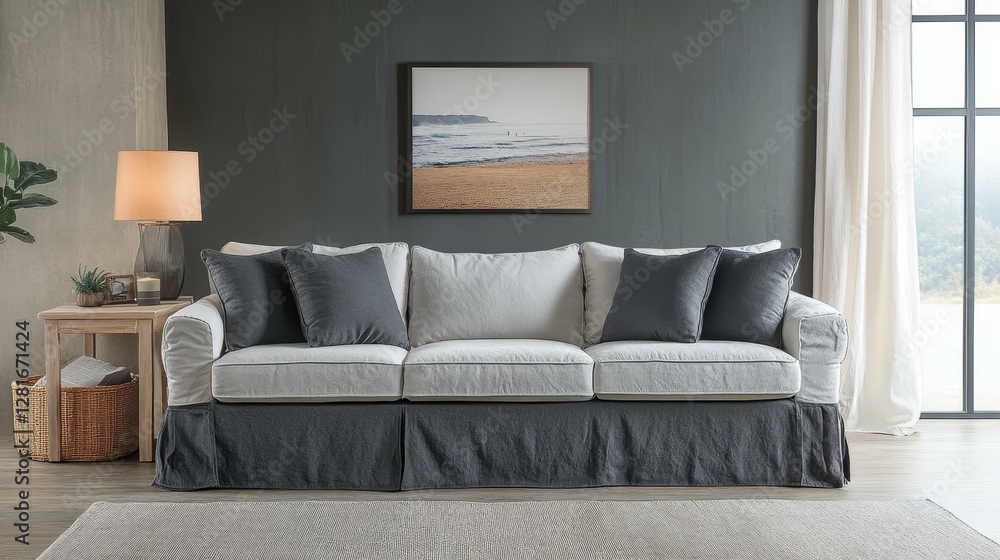 Modern Farmhouse Sofa in Neutral Tones Modern Farmhouse Sofa in Neutral Tones