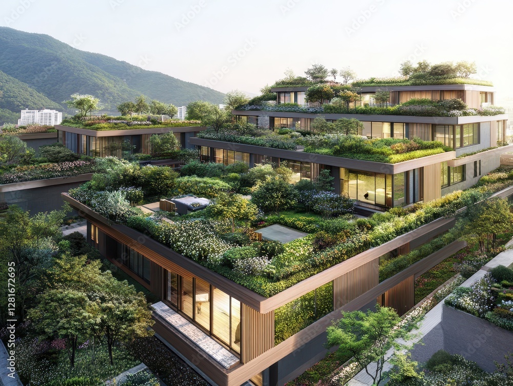 Fototapeta premium The Rooftop Garden in a Luxury Apartment Building