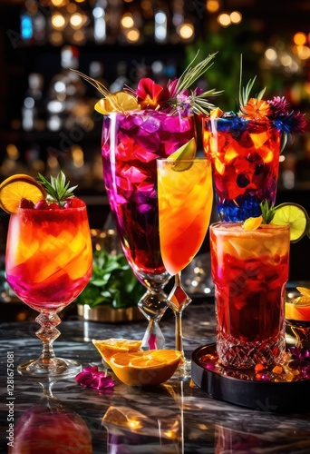 Wallpaper Mural stunning vibrant cocktail creations displayed colorful striking backdrops eye catching visual delight, drink, glass, mixology, garnish, fruit, decoration Torontodigital.ca