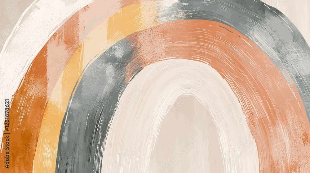 A pastel boho rainbow illustration with earthy tones and textured brush strokes. A pastel boho rainbow illustration with earthy tones and textured brush strokes.