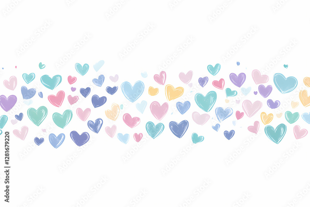 Dancing heart confetti border in vector style with flat design Dancing heart confetti border in vector style with flat design