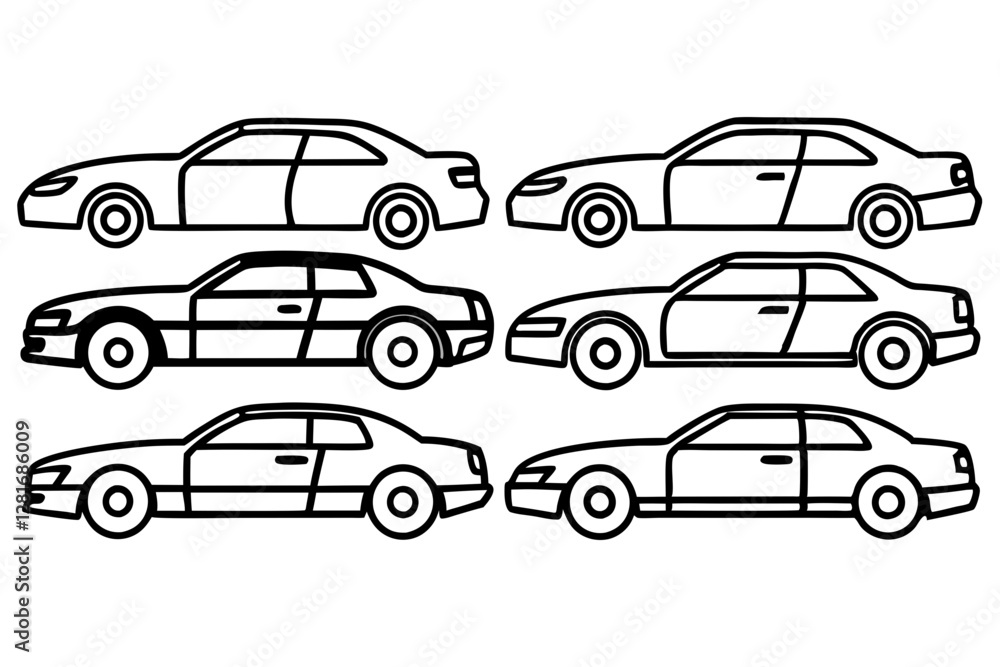 Hybrid Car Line Art Vector Bundle Design Set Hybrid Car Line Art Vector Bundle Design Set