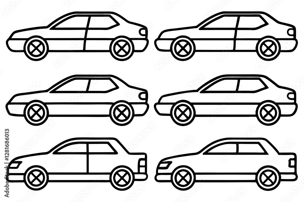 Hybrid Car Line Art Vector Bundle Design Set Hybrid Car Line Art Vector Bundle Design Set