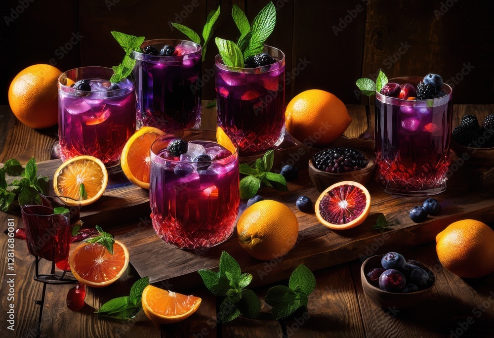 aesthetic display vibrant cocktail ingredients highlighting spectrum colors textures your culinary inspiration, fruits, herbs, garnishes, glassware, ice aesthetic display vibrant cocktail ingredients highlighting spectrum colors textures your culinary inspiration, fruits, herbs, garnishes, glassware, ice