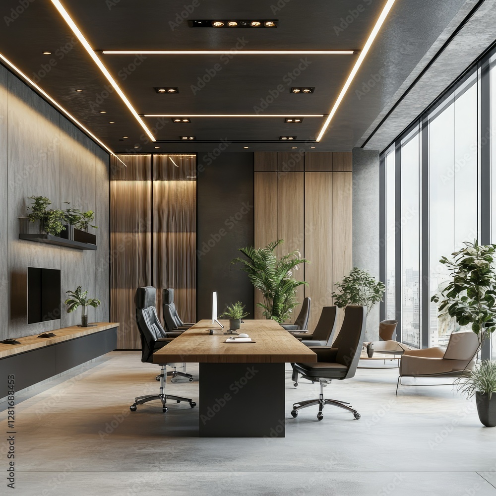 Fototapeta premium Here are 50 stock photo prompts for office rooms with the required specifications