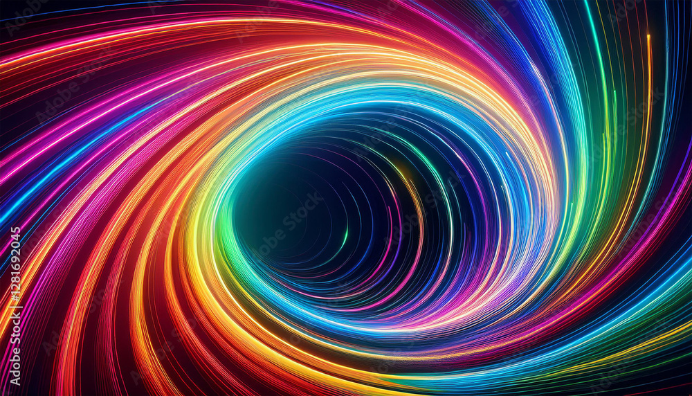 Obraz premium dynamic multicolored luminous lines coiling into a spiral on