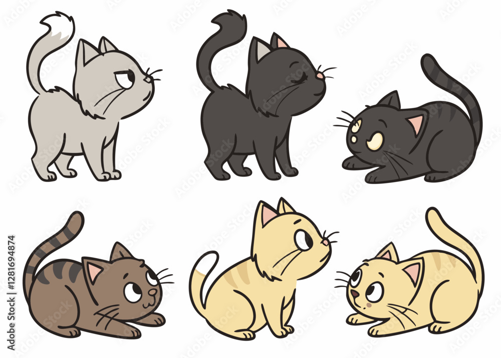 Fototapeta premium Playful Cats of Different Breeds Interacting Together, Capturing Their Social Nature