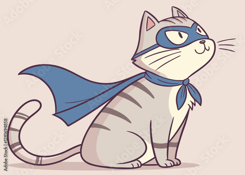 Heroic Cat Dressed in a Cape and Mask, Exuding a Sense of Adventure and Fun