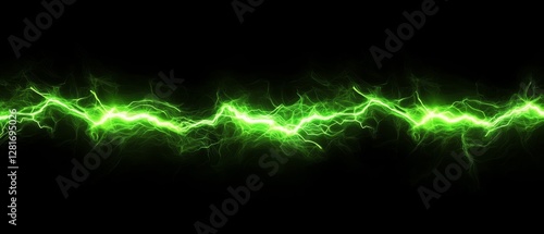 A vivid line of green lightning crackles across a dark canvas, symbolizing raw power and natural chaos captured in a striking visual moment. photo