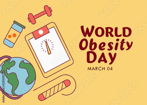 Illustration of a Scale and Health Tracker, Emphasizing the Importance of Monitoring Health for World Obesity Day