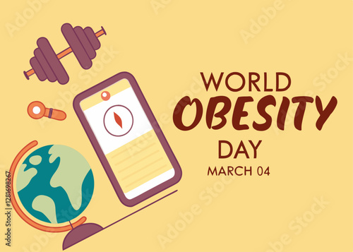 Illustration of a Health Scale and Fitness Tracker, Emphasizing the Importance of Monitoring Health for World Obesity Day