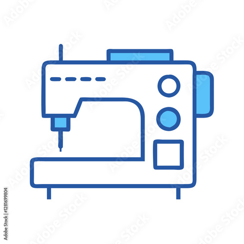 Minimalist Blue Sewing Machine Sketch