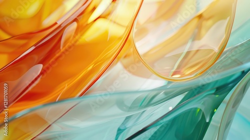 Layers of translucent colored glass overlapping with soft edges