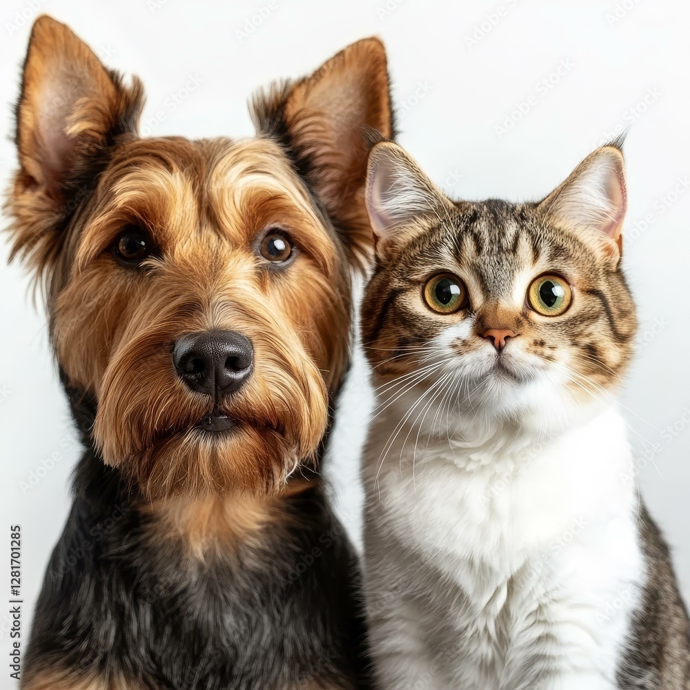 Fototapeta premium Close-up Portrait of a Dog and Cat