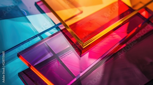 Layers of translucent colored glass overlapping with soft edges