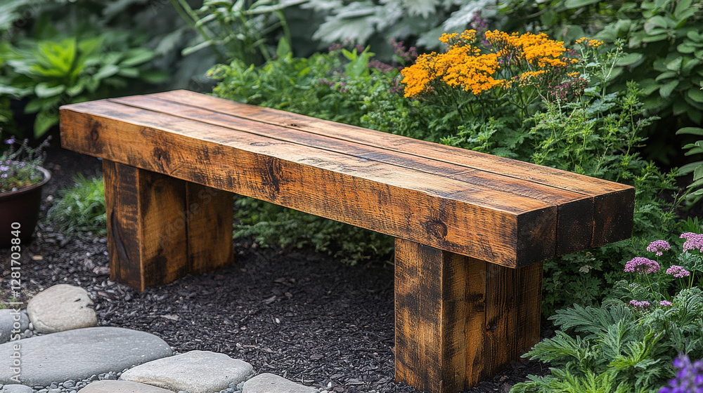 Garden bench from reclaimed wood, simple and sturdy design. Garden bench from reclaimed wood, simple and sturdy design.
