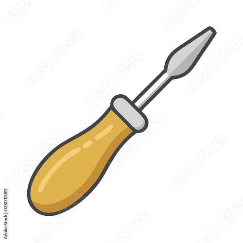 Leathercraft Sewing Awl – Handcrafted Leatherworking Tool vector icon Illustration.