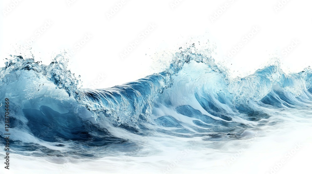Ocean Waves Crashing in a Powerful Motion