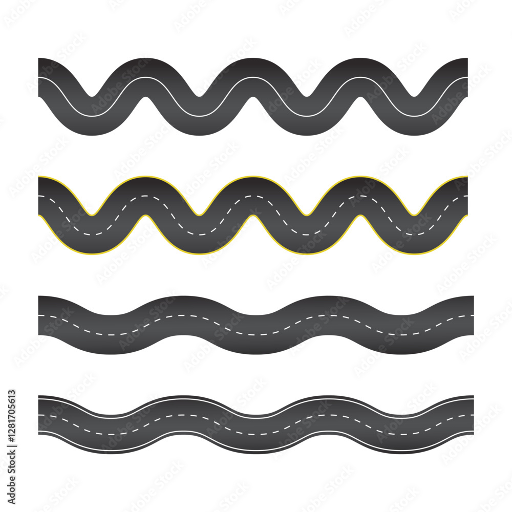 Set Of Road Lane Vector Design. Set Of Road Lane Vector Design.