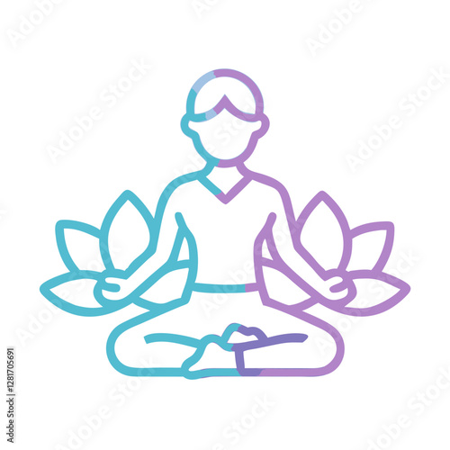 meditation pose and lotus flower vector illustrations, perfect for yoga, mindfulness, and spiritual design projects. High-quality vector icons and images available.