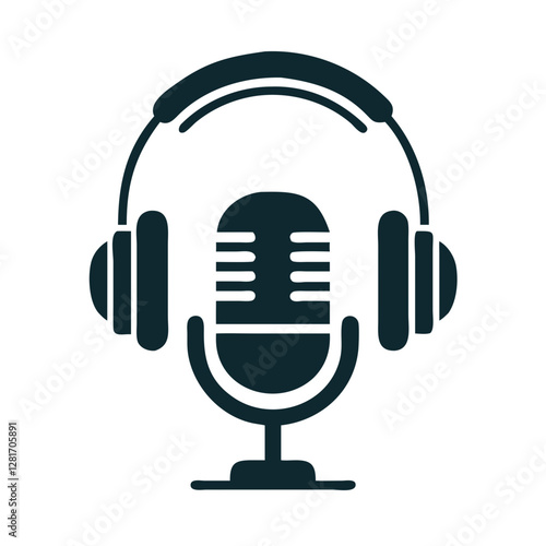 podcast microphone and headphone vector illustrations, perfect for audio recording, podcasting, and content creation projects. High-quality vector icons and images available.