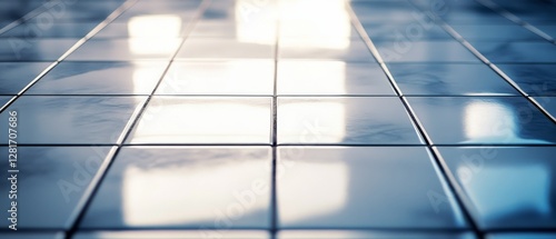 Wallpaper Mural Smooth, glossy tiles reflect soft light, creating a tranquil and pristine surface, suggesting calm minimalism and serene elegance. Torontodigital.ca