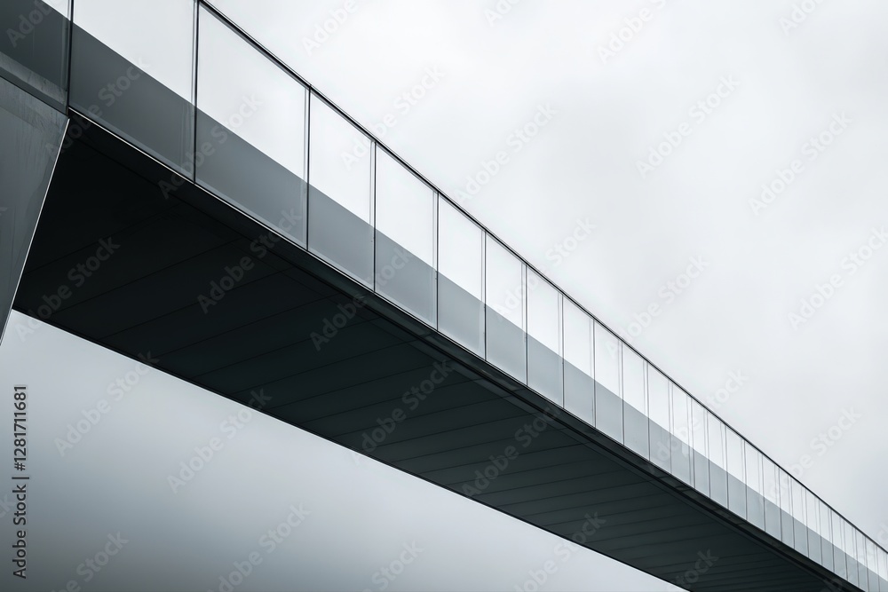 Fototapeta premium Innovative transparent bridge soaring into the sky under soft atmospheric lighting