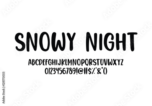 Snowy Night font for logo and headline. Isolated Vector typeset