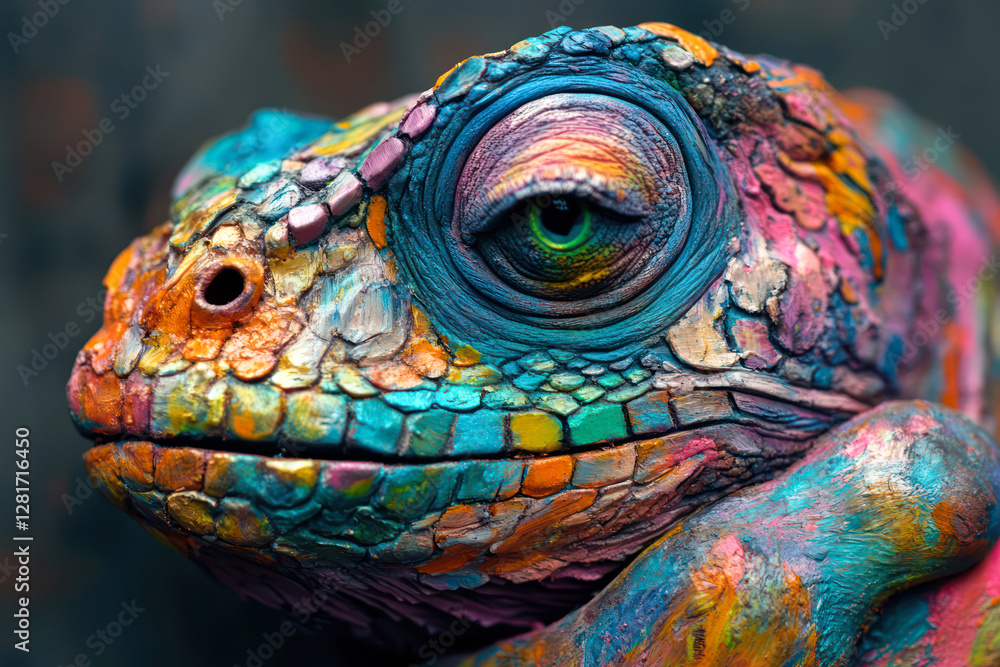 Obraz premium Vibrant Reptilian Vision: A Colorful Gaze